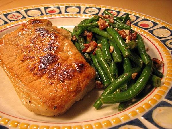 Your Pantry or Mine No. 1 – Part One – Marinated Pork Chops with Pecan Green Beans Recipe
