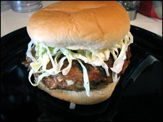 Sorta-Spicy Tur-chicken Burgers with Iceberg Slaw Recipe