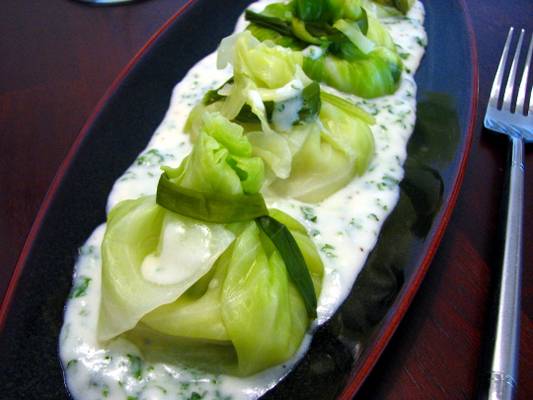 Colcannon Filled Cabbage Purses with Irish Parsley Sauce Recipe