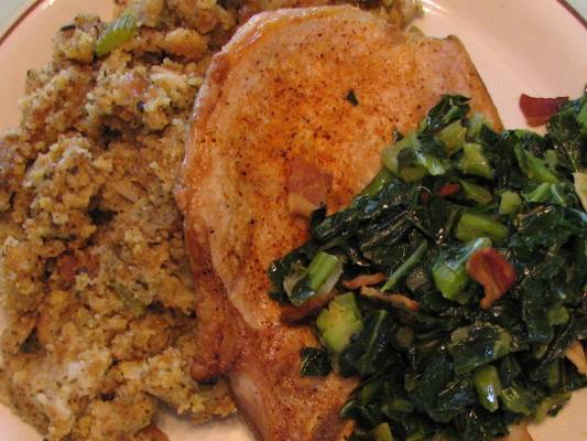 pork-stuffing-and-greens-overhead