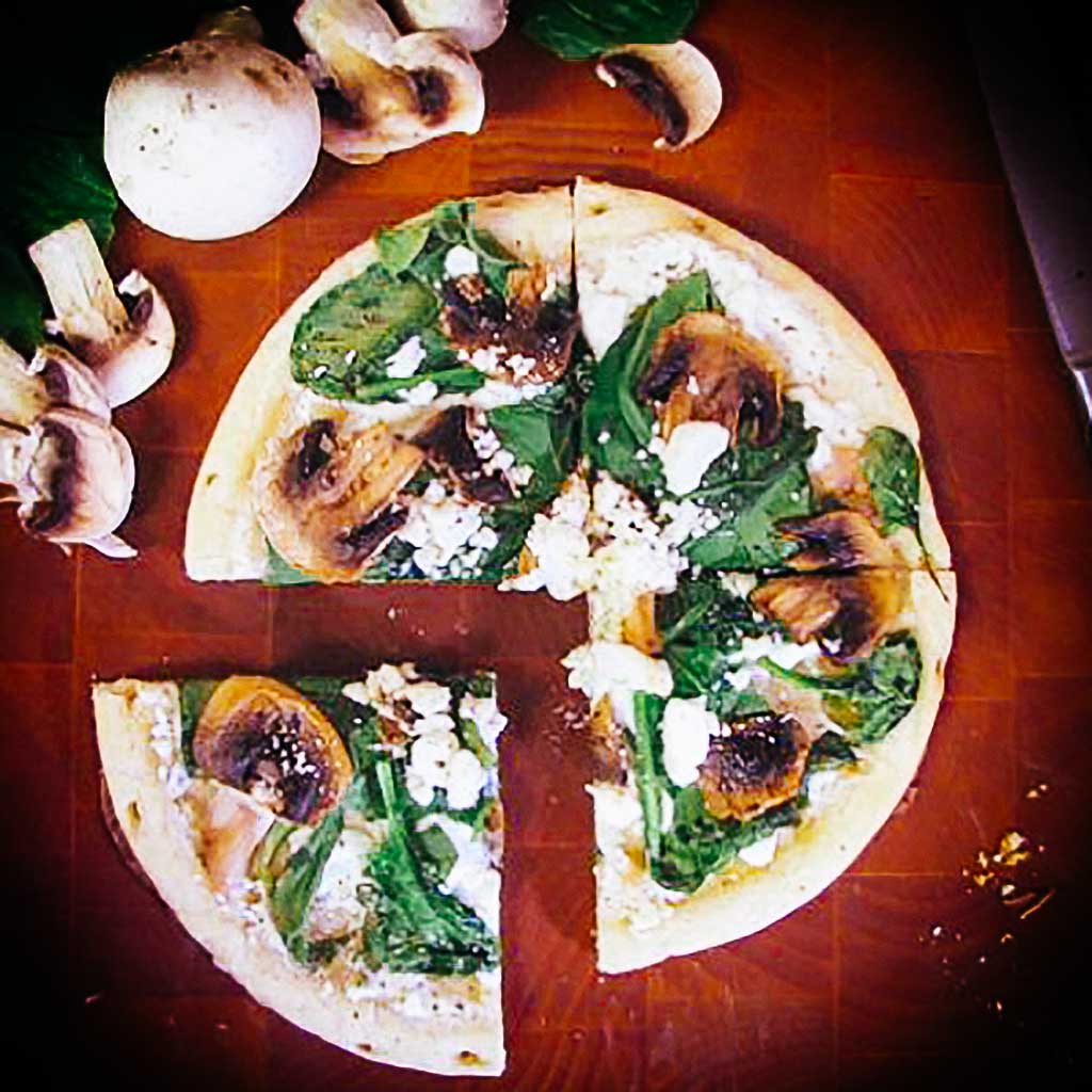 Spinach, Mushroom and Goat Cheese Pizza Recipe