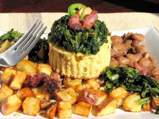 Upscale Southern, Beans, Greans, Spuds and Cornbread with a twist