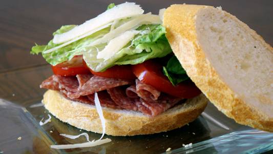 Salami Sandwich With Tomatoes and Parmesan – and Thoughts on Being a Food Blogger.