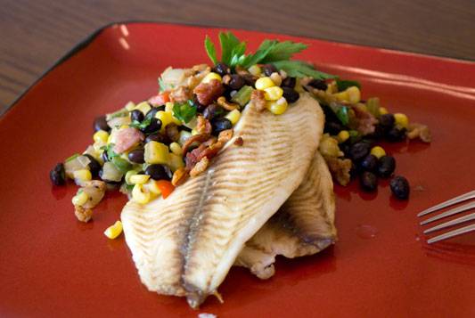 Tilapia with Black Bean and Corn Relish