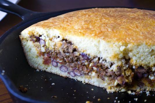 Chili Stuffed Cornbread