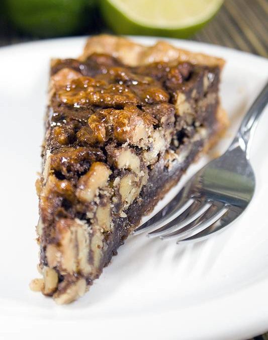 Bourbon-Chocolate Walnut Pie. Rich, deep, and luscious.