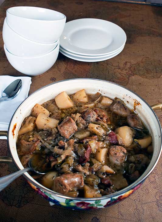 The Dublin Coddle is a rustic, wholesome, and utterly wonderful stew of sausage, bacon, leeks and potatoes. Perfect for St. Patrick's Day or any other day of the year.