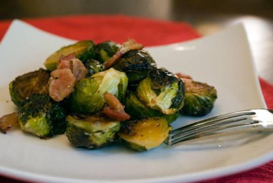 Roast Brussels Sprouts with Bacon