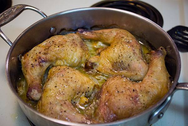 Baked Chicken Leg Quarters with Caramelized Onions.