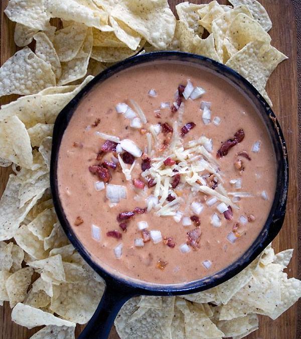 Bean and Bacon Dip with Salsa, Sour Cream and Cheddar