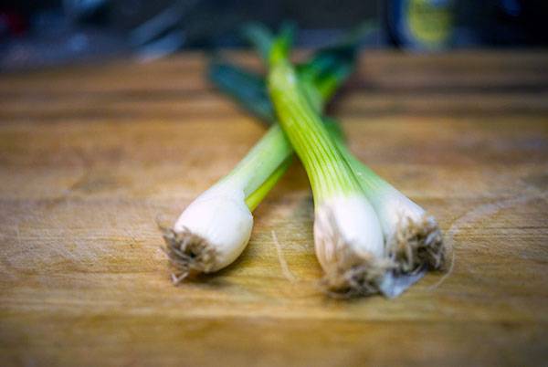 beautiful green onions for bacon fried rice