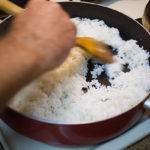 Frying the rice for bacon fried rice Frying the rice for bacon fried rice