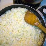 Toss eggs and rice together until every grain is coated. That's the secret to fried rice Toss eggs and rice together until every grain is coated. That's the secret to fried rice