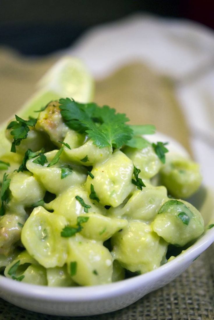 Shells & Cheese with Chorizo, Avocado, and Lime