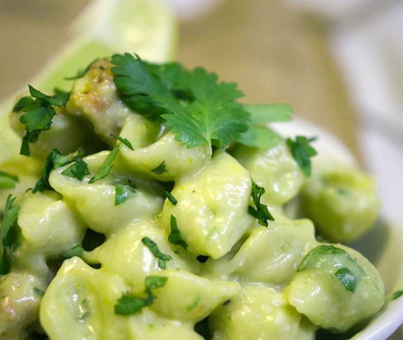 Shells & Cheese with Chorizo, Avocado and Lime