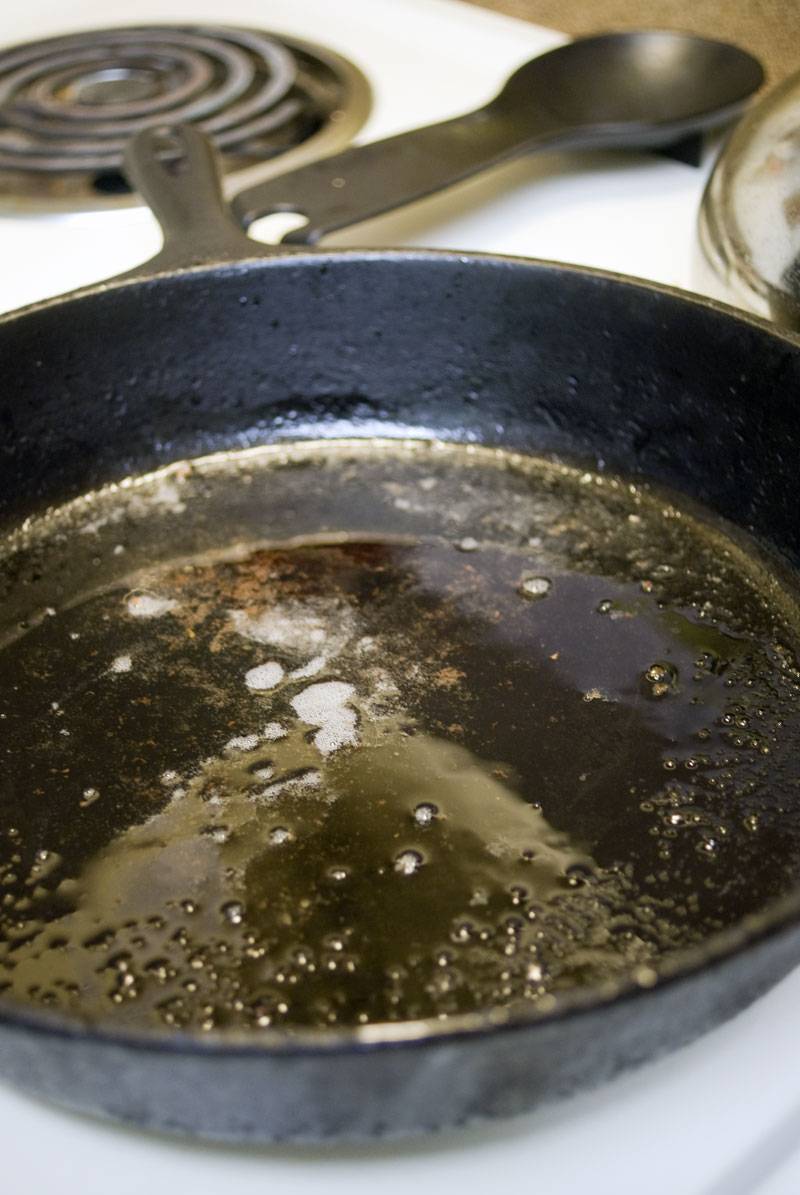 Heat the bacon grease for Southern White Gravy