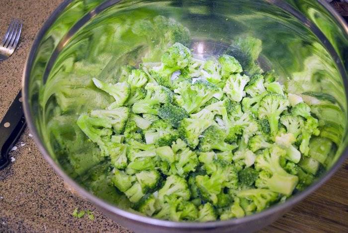 Chopped frozen broccoli for cheesy potato soup with ham and broccoli