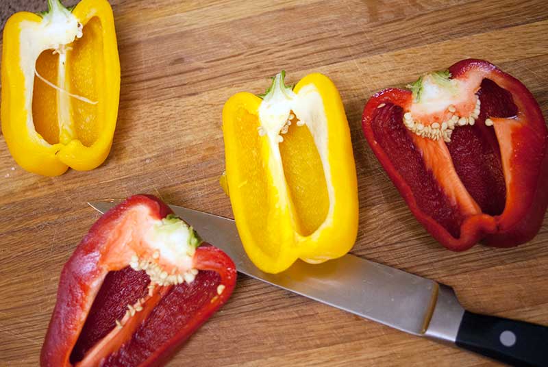 bell peppers cut in half lenthwise