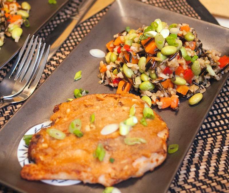 Microwave Miso Glazed Chicken and Vegetables