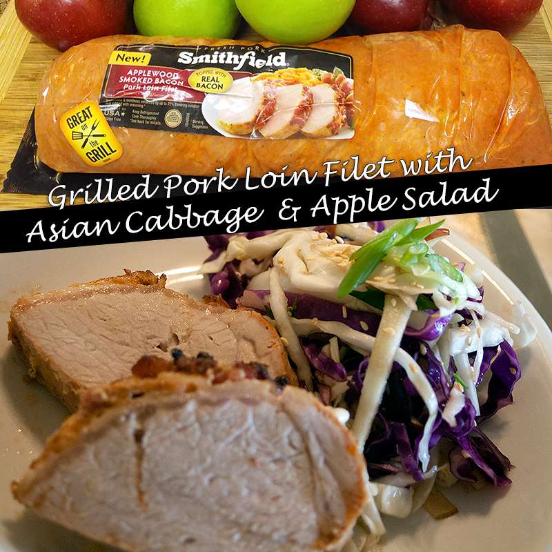 Grilled pork Loin Filet with Asian Cabbage and Apple Salad