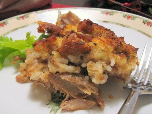 Turkey and Dressing Casserole - A great way to use up leftover turkey and dressing