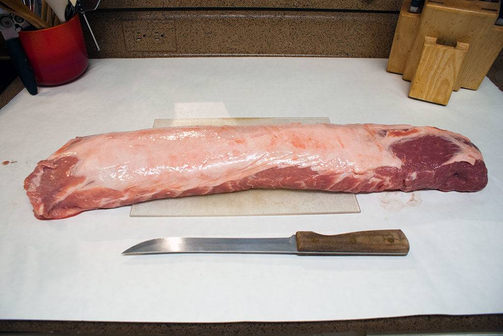 The pork loin laid out and ready for butchering. But don't go into this without a plan!