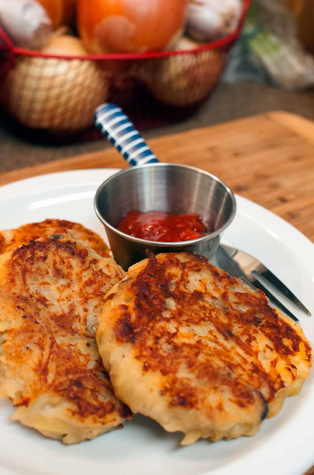 Crispy Restaurant Style Parmesan hash Browns. - Crispy on the outside and fluffy on the inside. (Sort of like latkes, but different.)