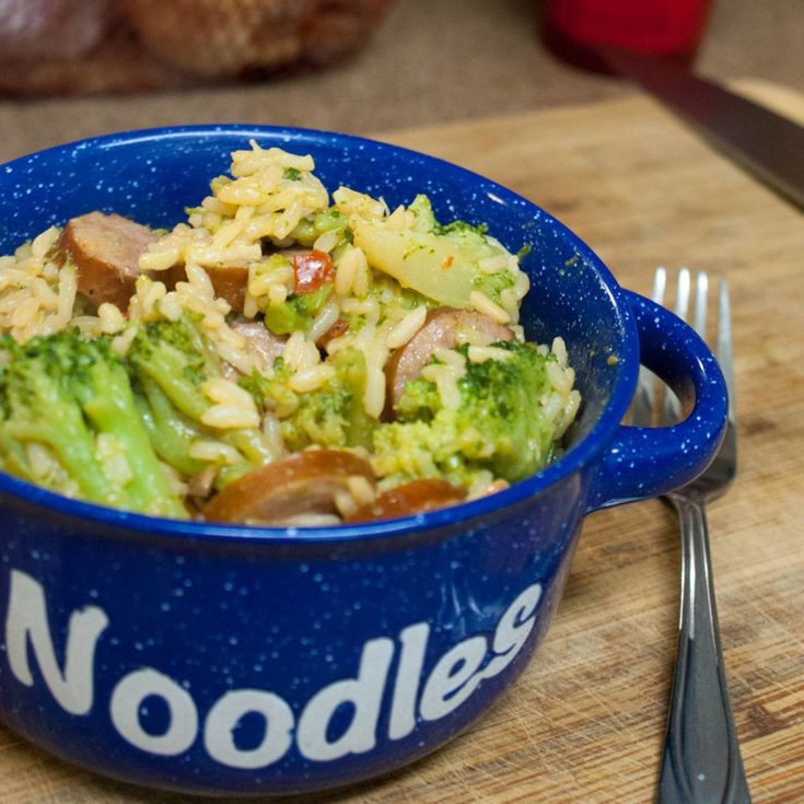 Cheesy Rice with Smoked Sausage & Broccoli @UncleBens #BensBeginners #UncleBensPromo [ad]