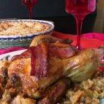 Cornish hens draped in succulent bacon. Served with traditional cornbread &sausage dressing. What could be better?