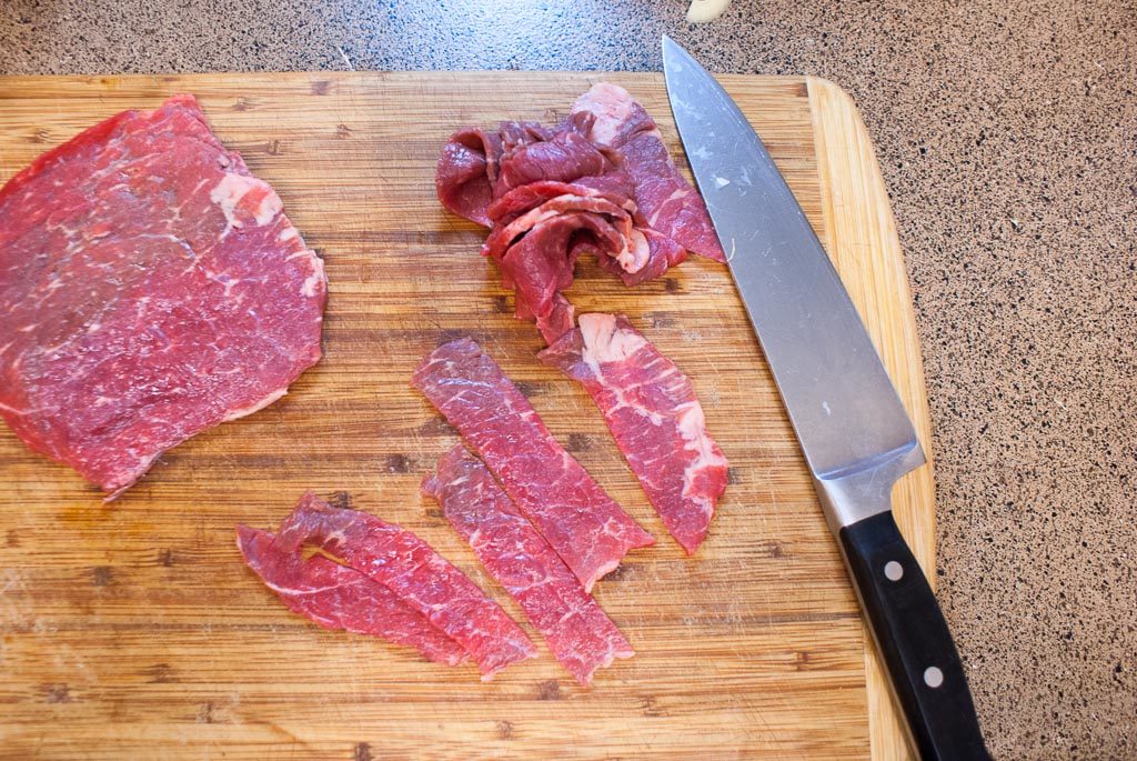 Slice beef into thin strips for stir-frying