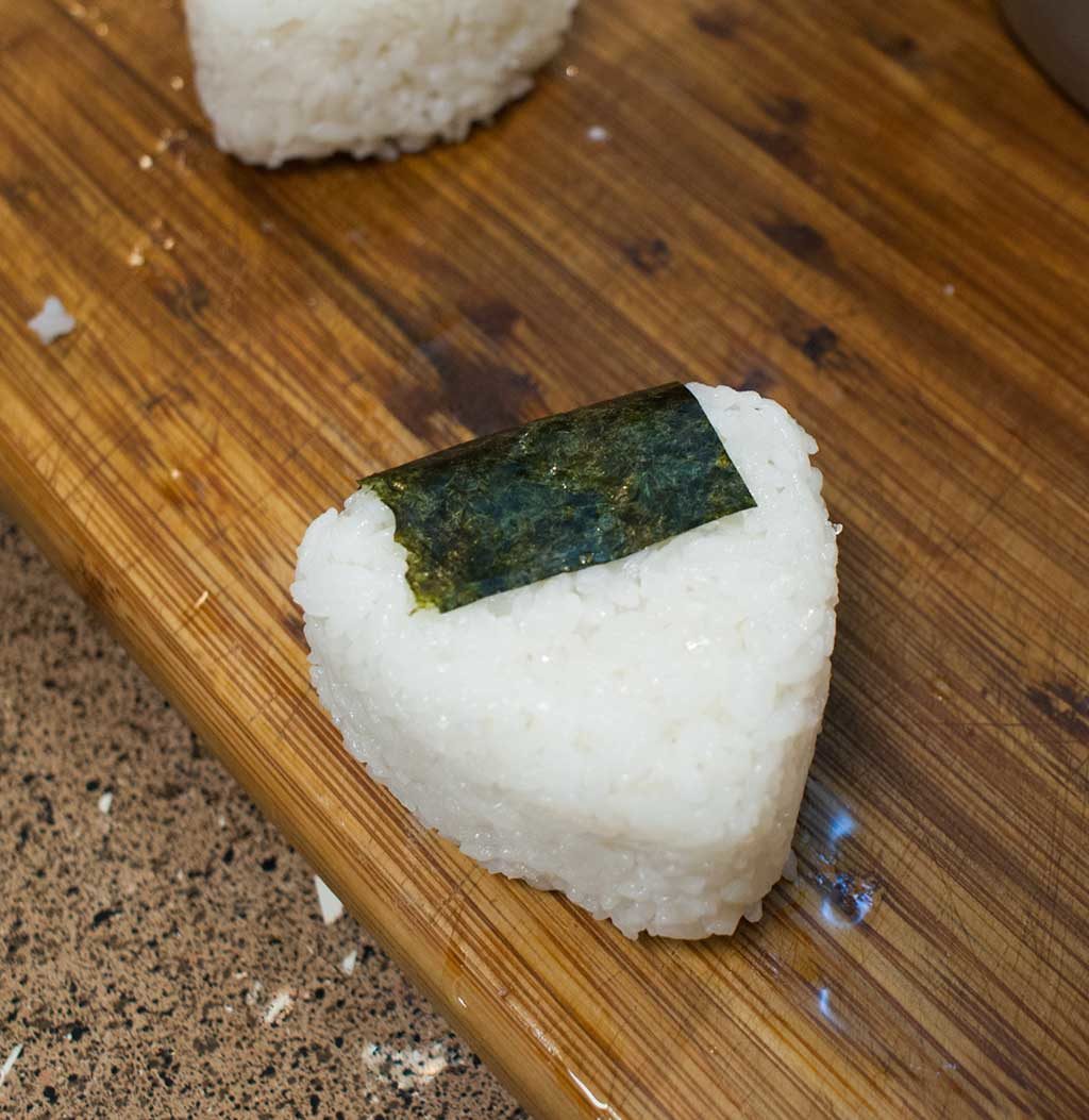 Onigiri all dressed up and ready to eat!