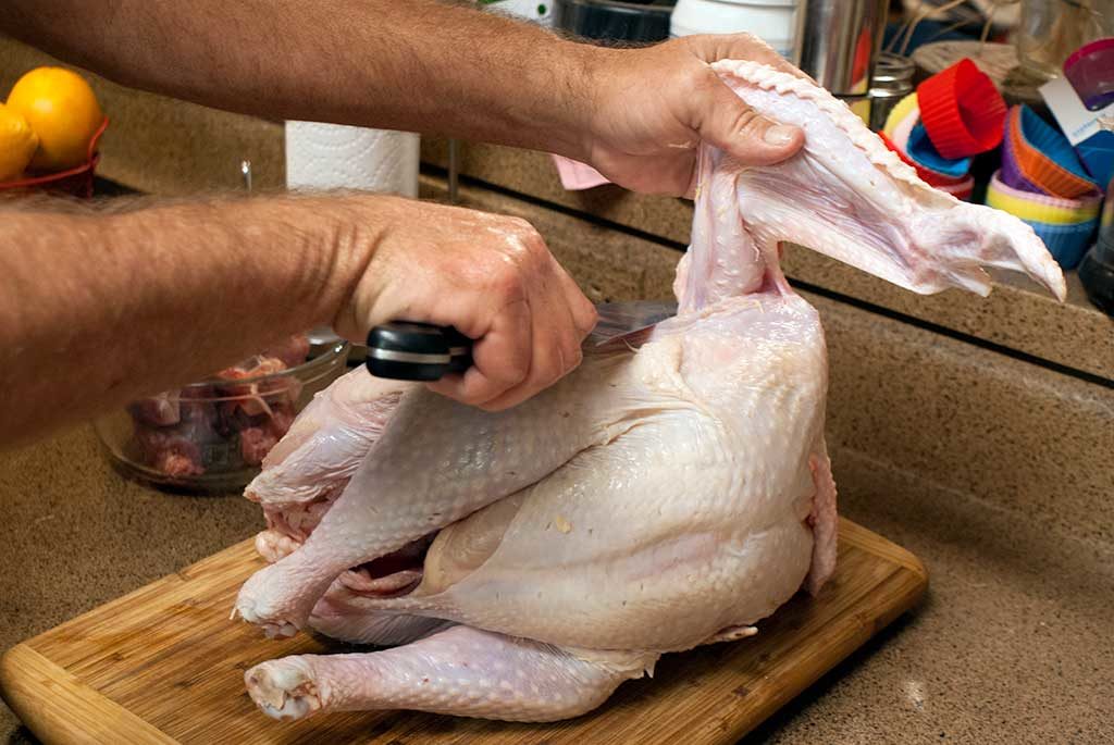Cutting the wing off a turkey - How to butcher a turkey series