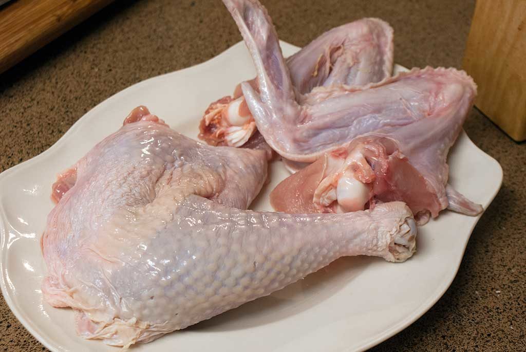 Turkey parts on platter - How to butcher a turkey series