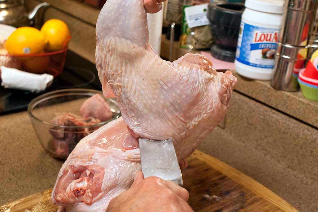 cutting the leg off a whole turkey - How to butcher a turkey series