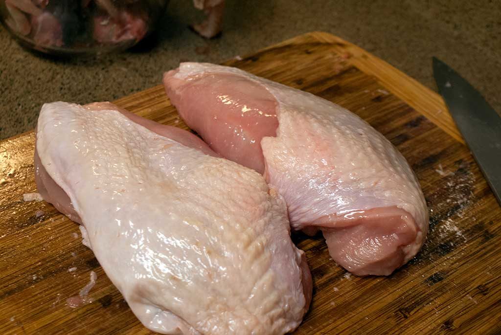 two turkey breast halves - How to butcher a turkey series