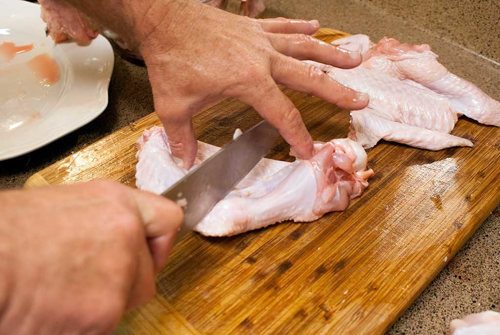 separating drumettes from wing - How to butcher a turkey series