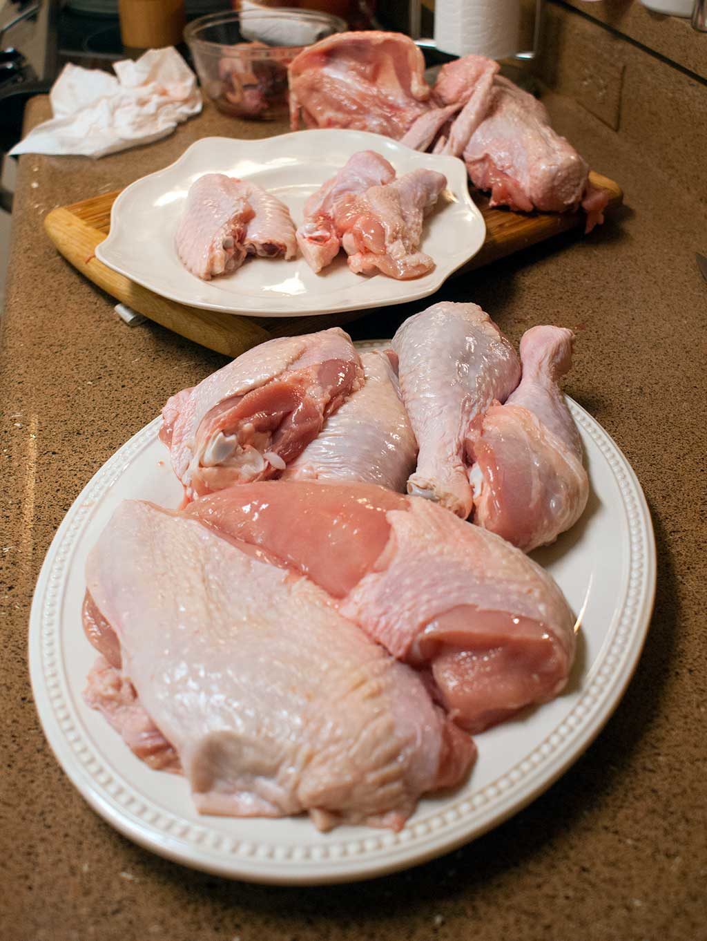 Turkey meat on platters - How to butcher a turkey series