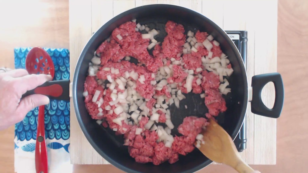 Add onion to beef