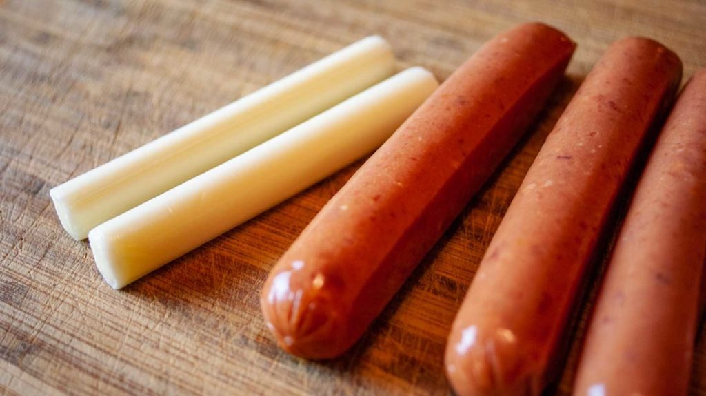 Sausages and cheese sticks