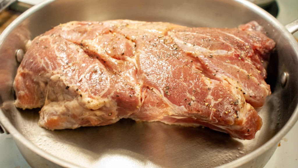 Pork roast in skillet