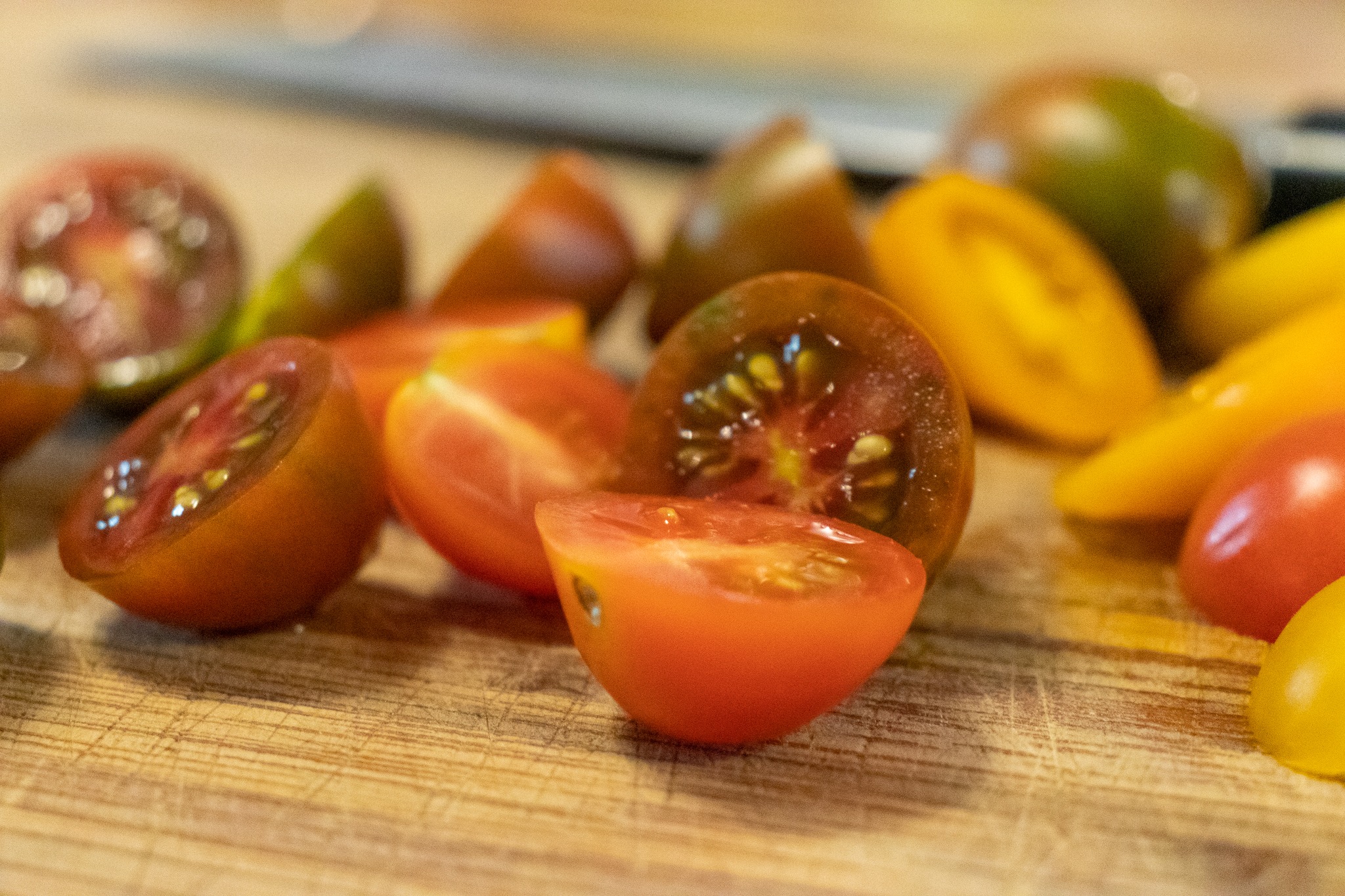 Grape tomatoes cut in half