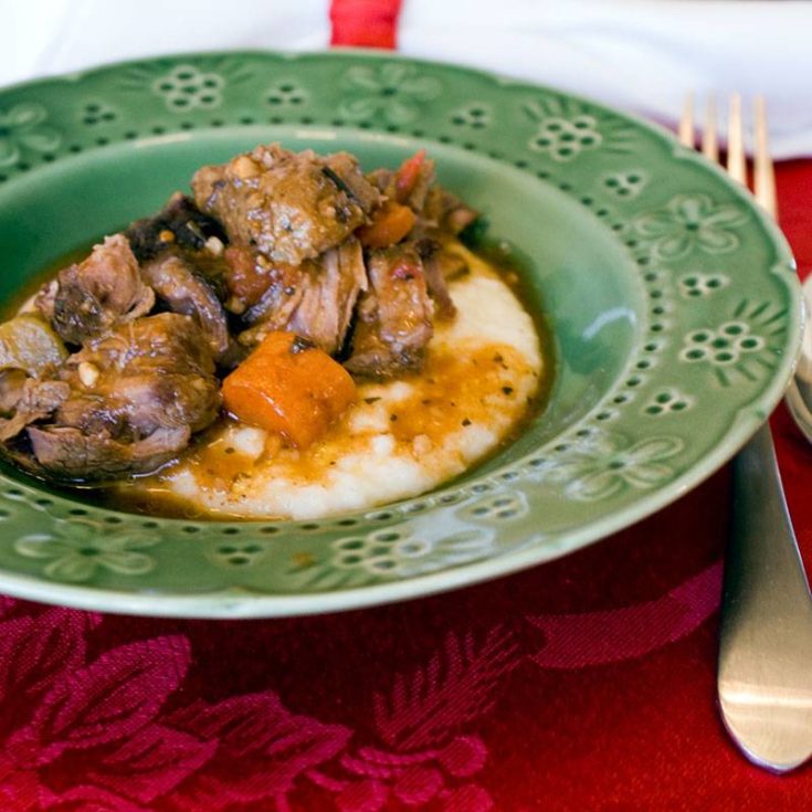 Beer Braised Beef Shank with Garlic Grits