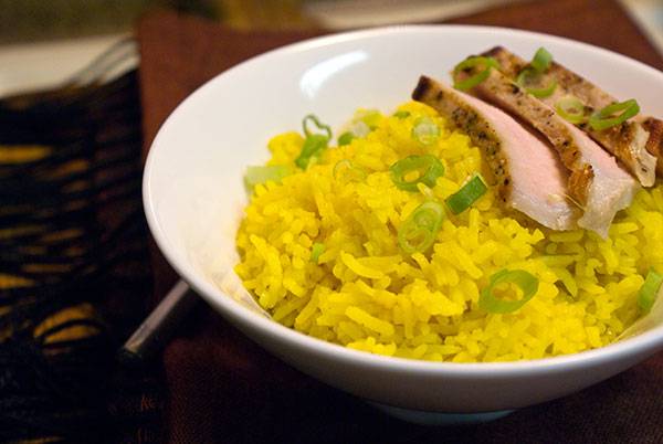 Golden Rice with Pan Seared Pork