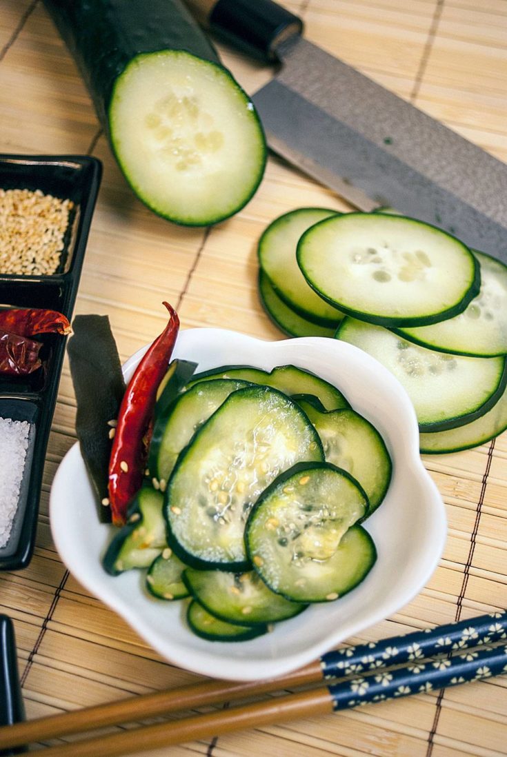 Tsukemono - Japanese Quick Pickled Cucumbers (Shiozuke Tsukemono)