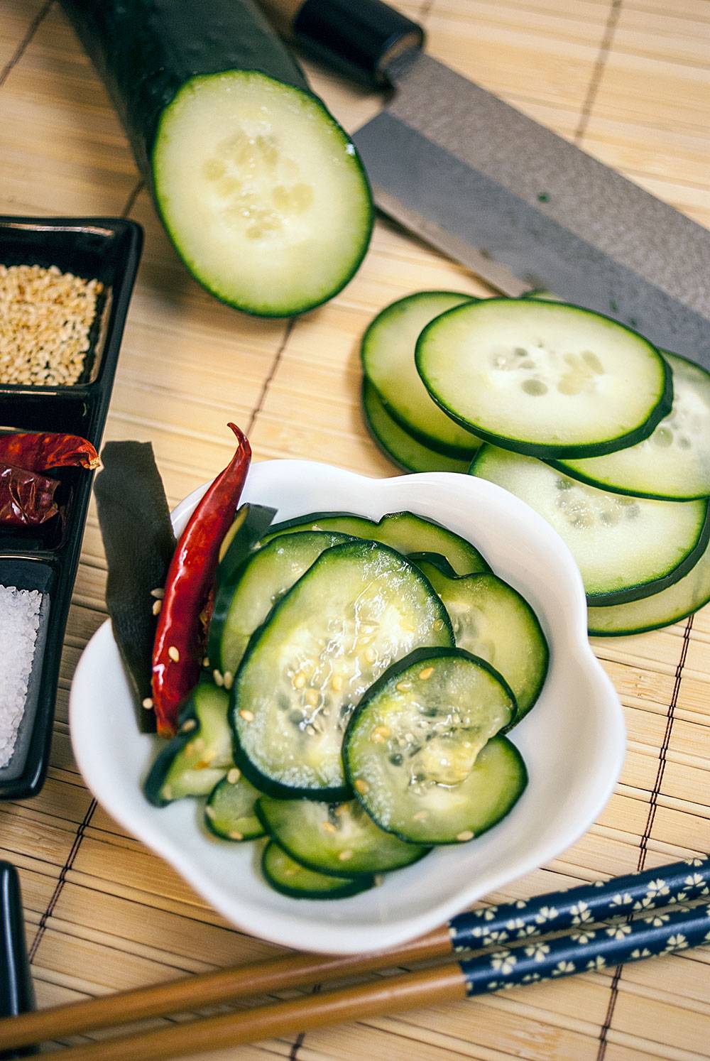 Tsukemono Japanese Quick Pickled Cucumbers (Shiozuke Tsukemono)